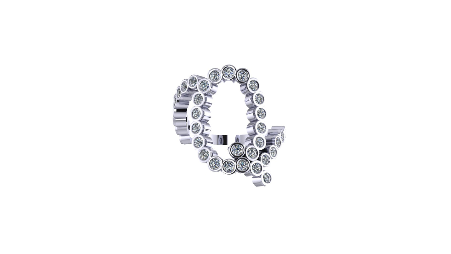 Lab Diamond Letter 'Q' Ring
