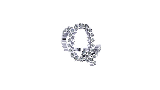 Solid 14k Lab Diamond Letter 'Q' Ring