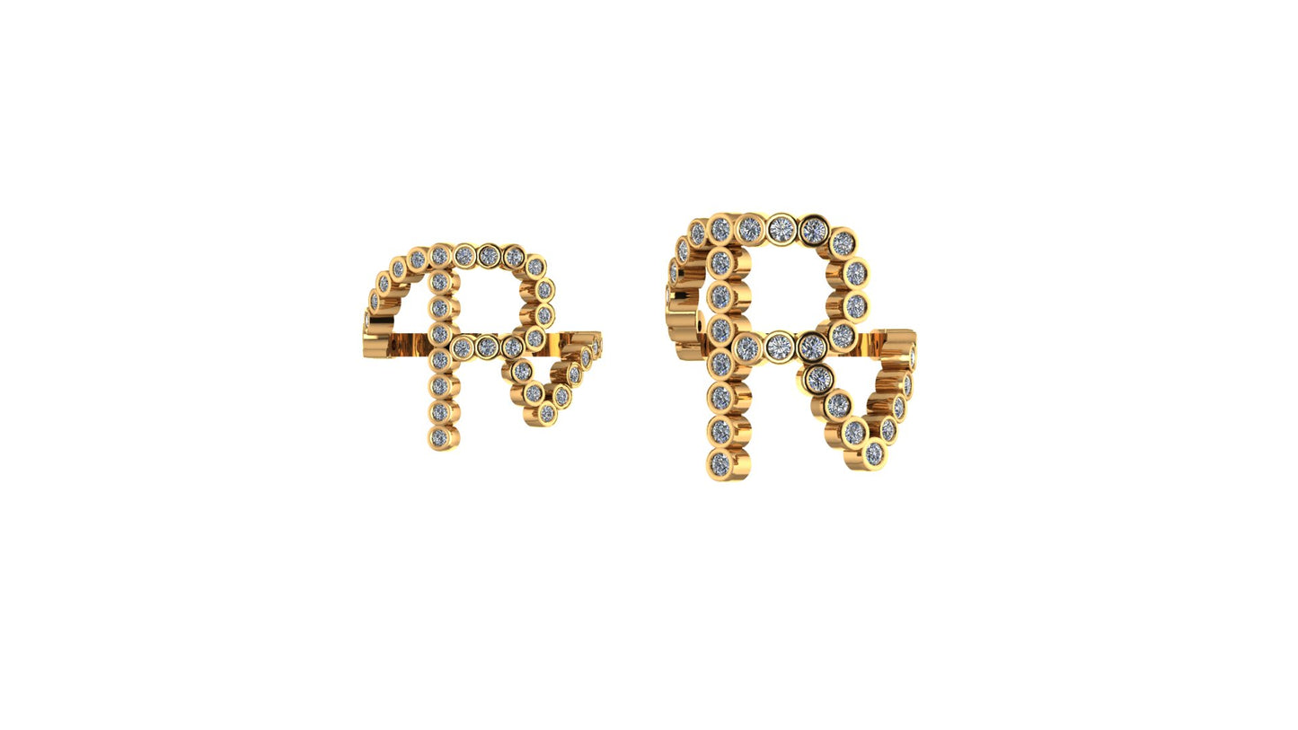 Lab Diamond Letter 'R' Ring