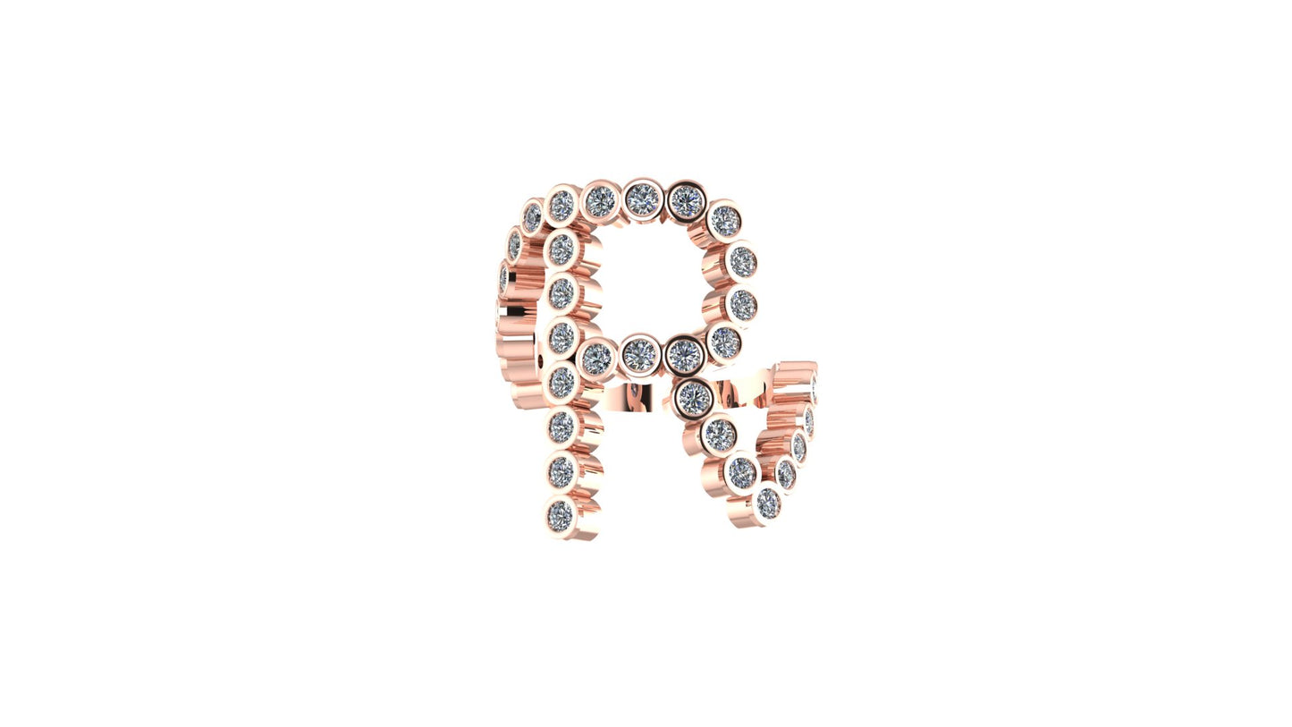 Lab Diamond Letter 'R' Ring