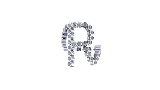 Solid 14k Lab Diamond Letter 'R' Ring