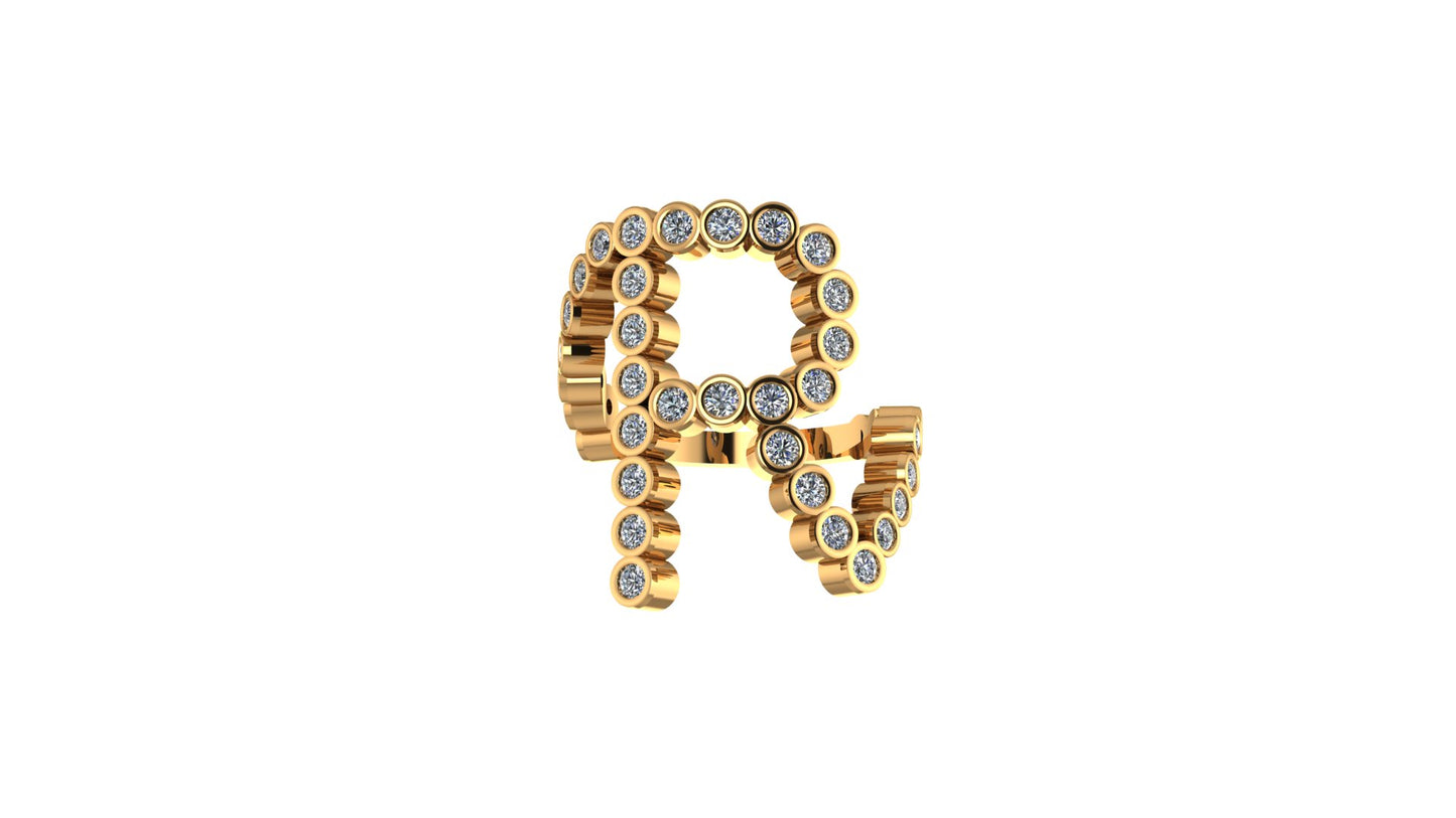 Lab Diamond Letter 'R' Ring
