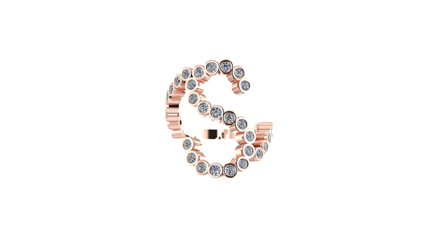Lab Diamond Letter 'S' Ring