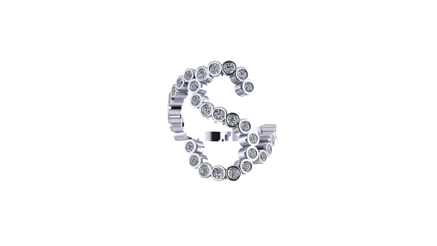 Lab Diamond Letter 'S' Ring