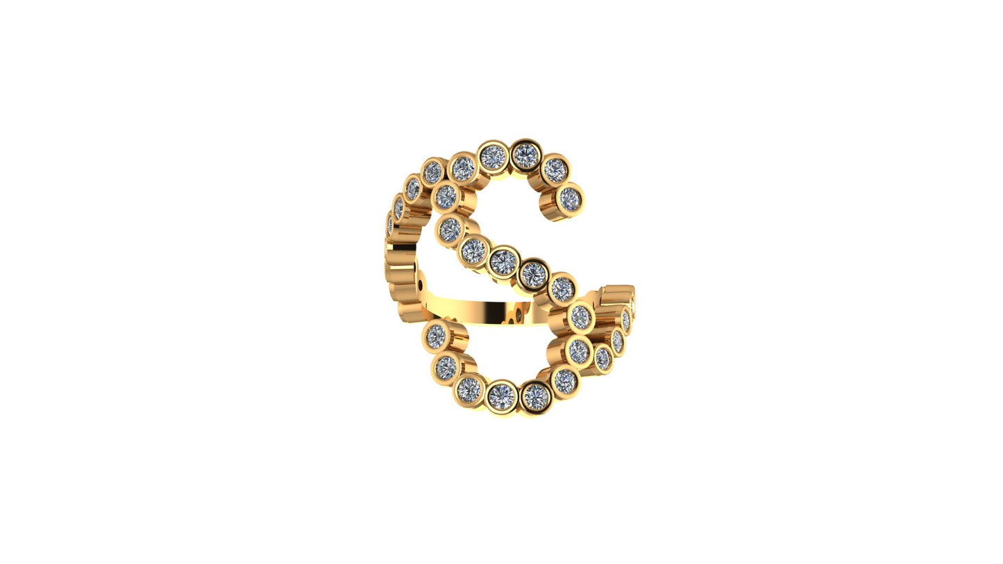 Lab Diamond Letter 'S' Ring