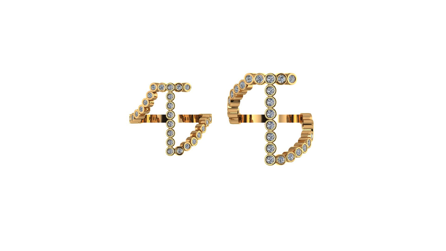Lab Diamond Letter 'T' Ring