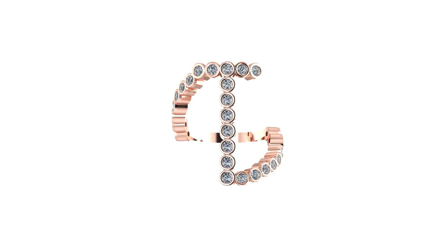 Lab Diamond Letter 'T' Ring