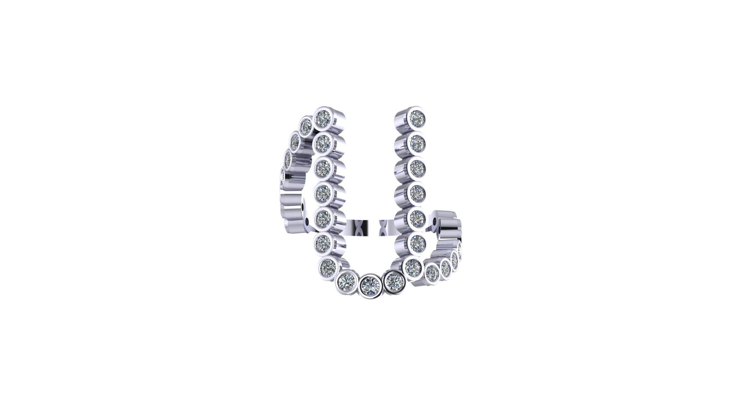Lab Diamond Letter 'U' Ring