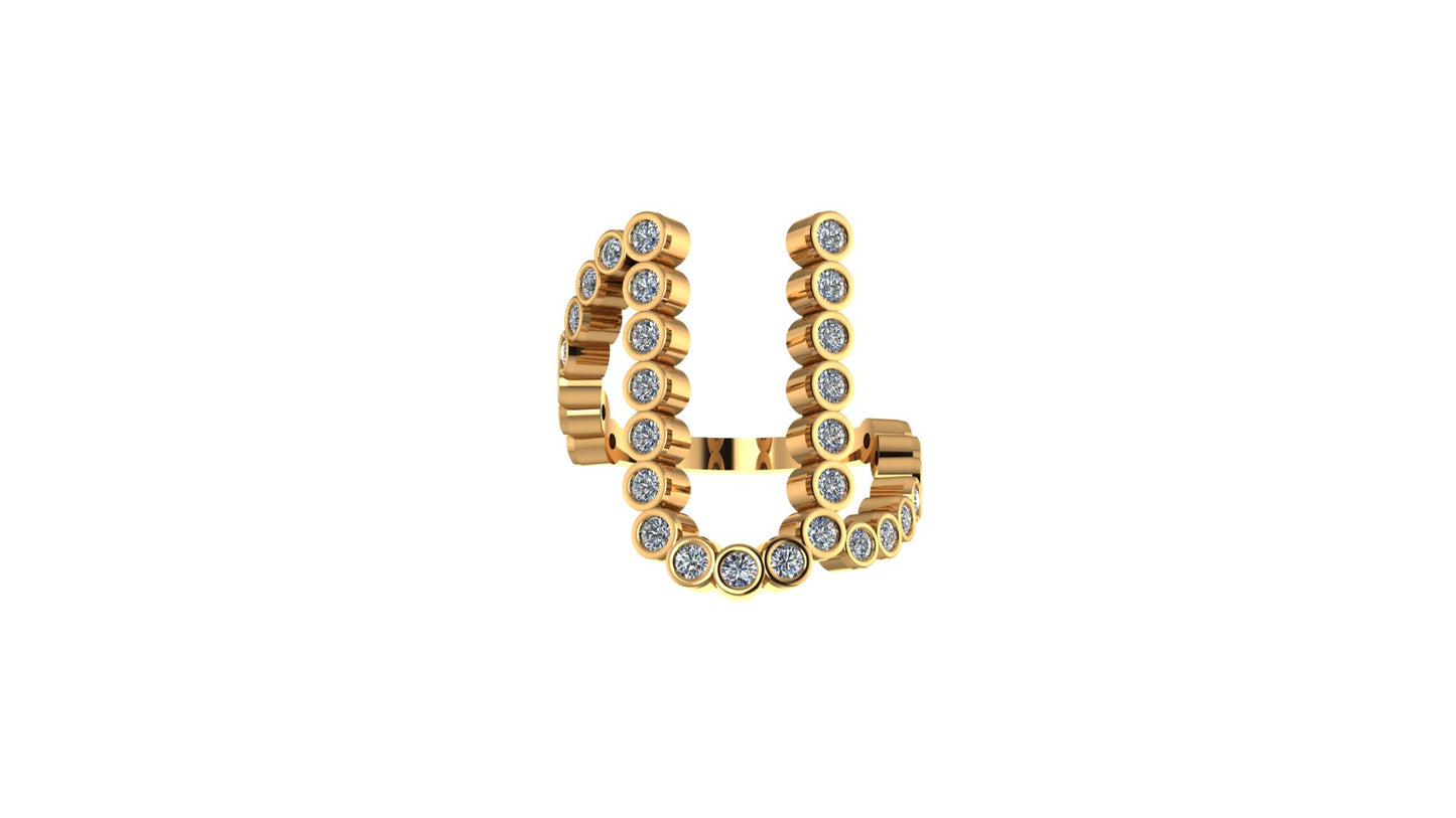 Lab Diamond Letter 'U' Ring