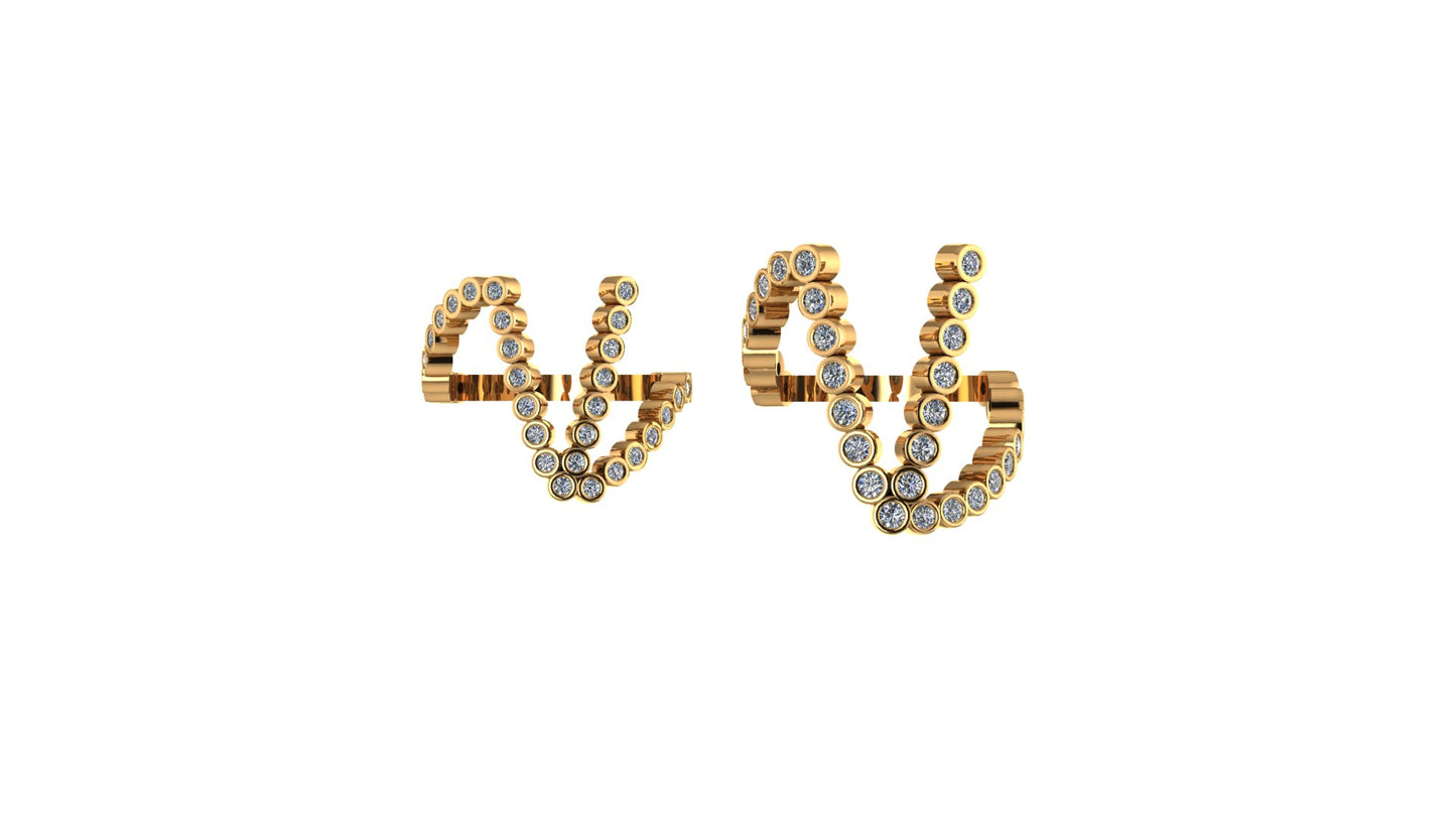 Lab Diamond Letter 'V' Ring