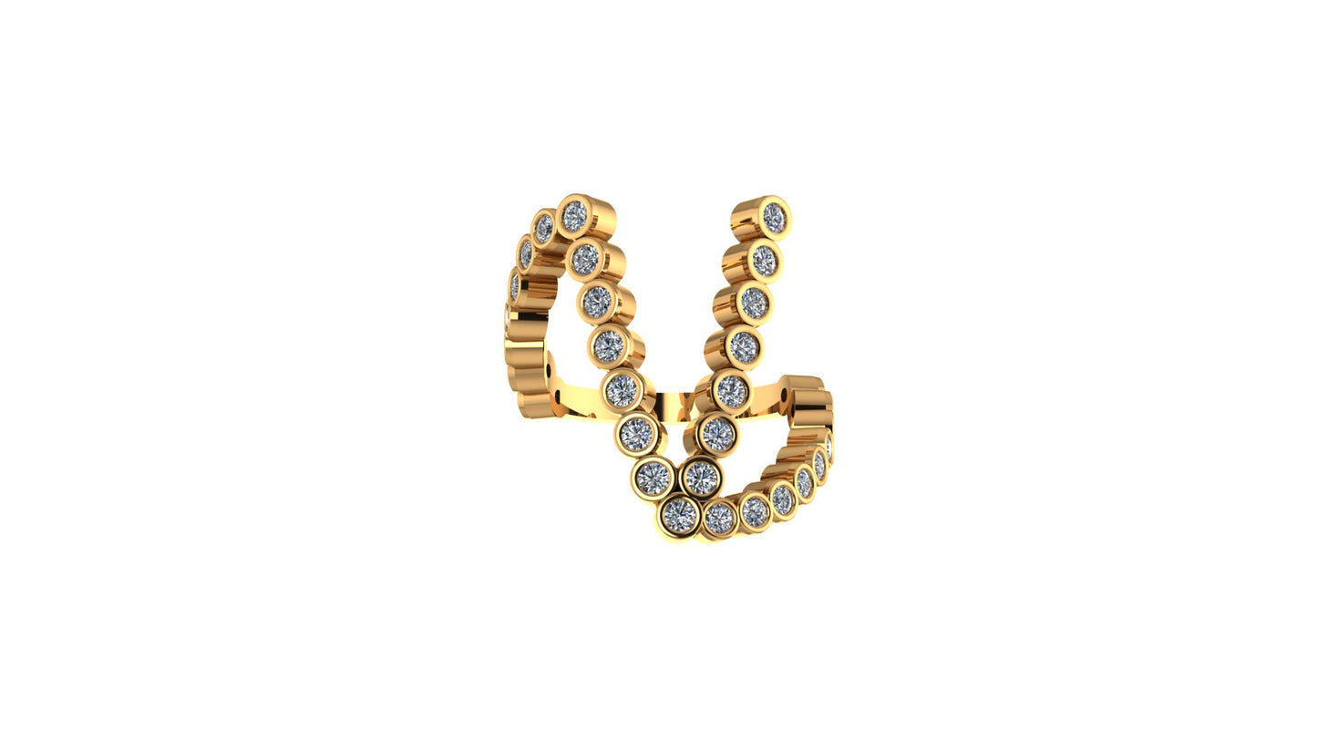Lab Diamond Letter 'V' Ring