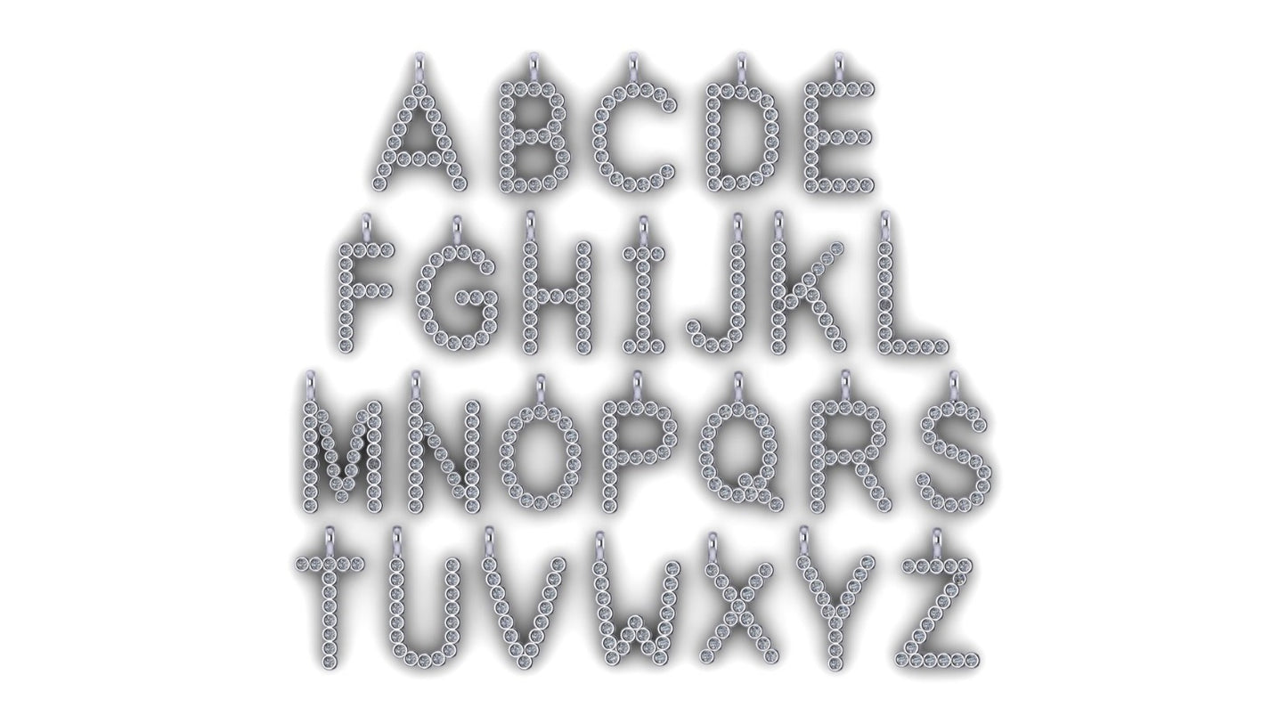 Solid 14k Lab Diamond Letter Pedant