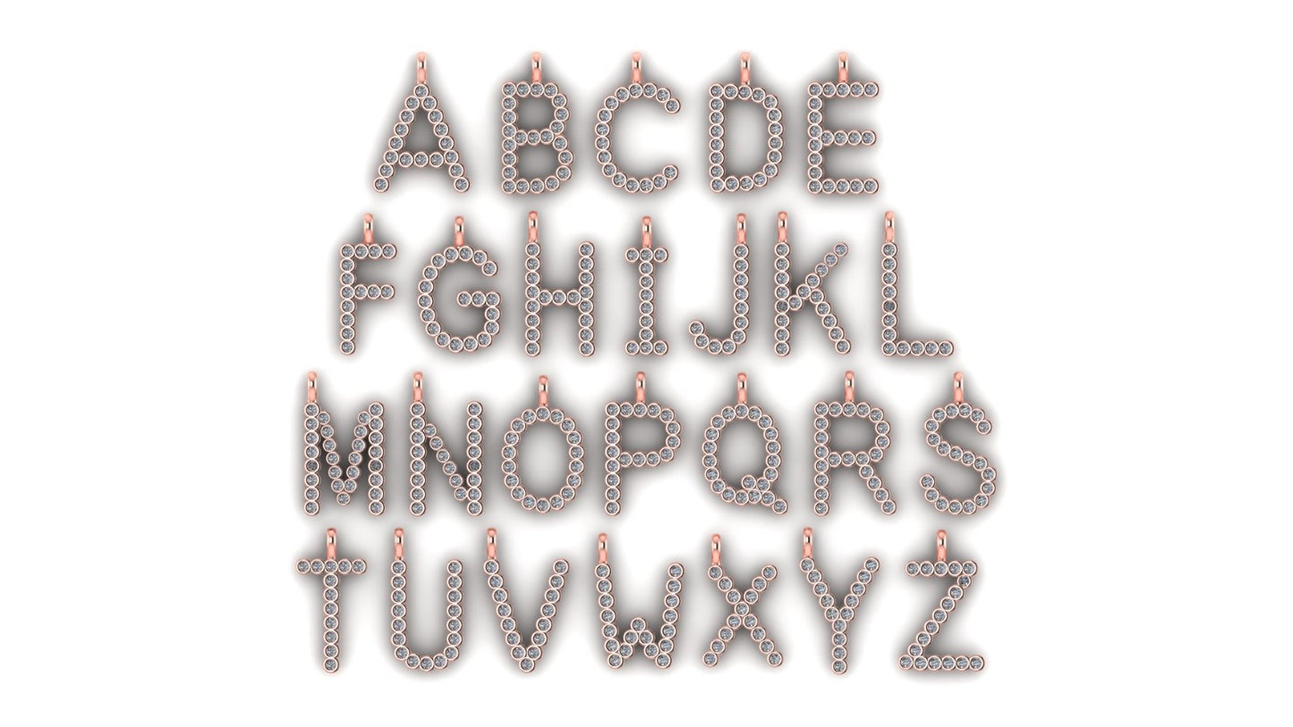 Solid 14k Lab Diamond Letter Pedant