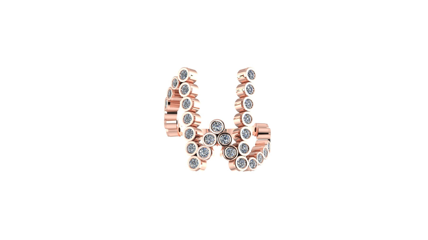 Solid 14k Lab Diamond Letter 'W' Ring
