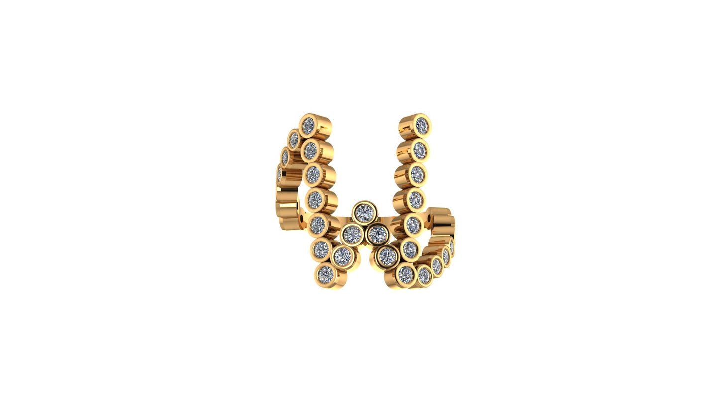 Solid 14k Lab Diamond Letter 'W' Ring