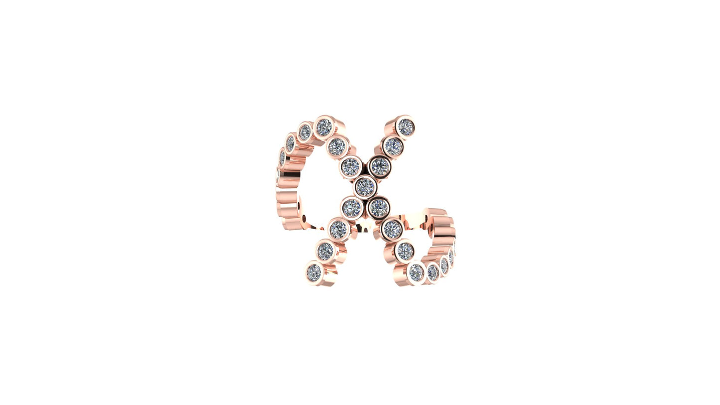 Solid 14k Lab Diamond Letter 'X' Ring