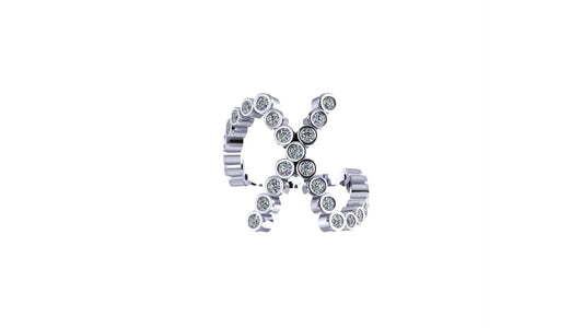Solid 14k Lab Diamond Letter 'X' Ring