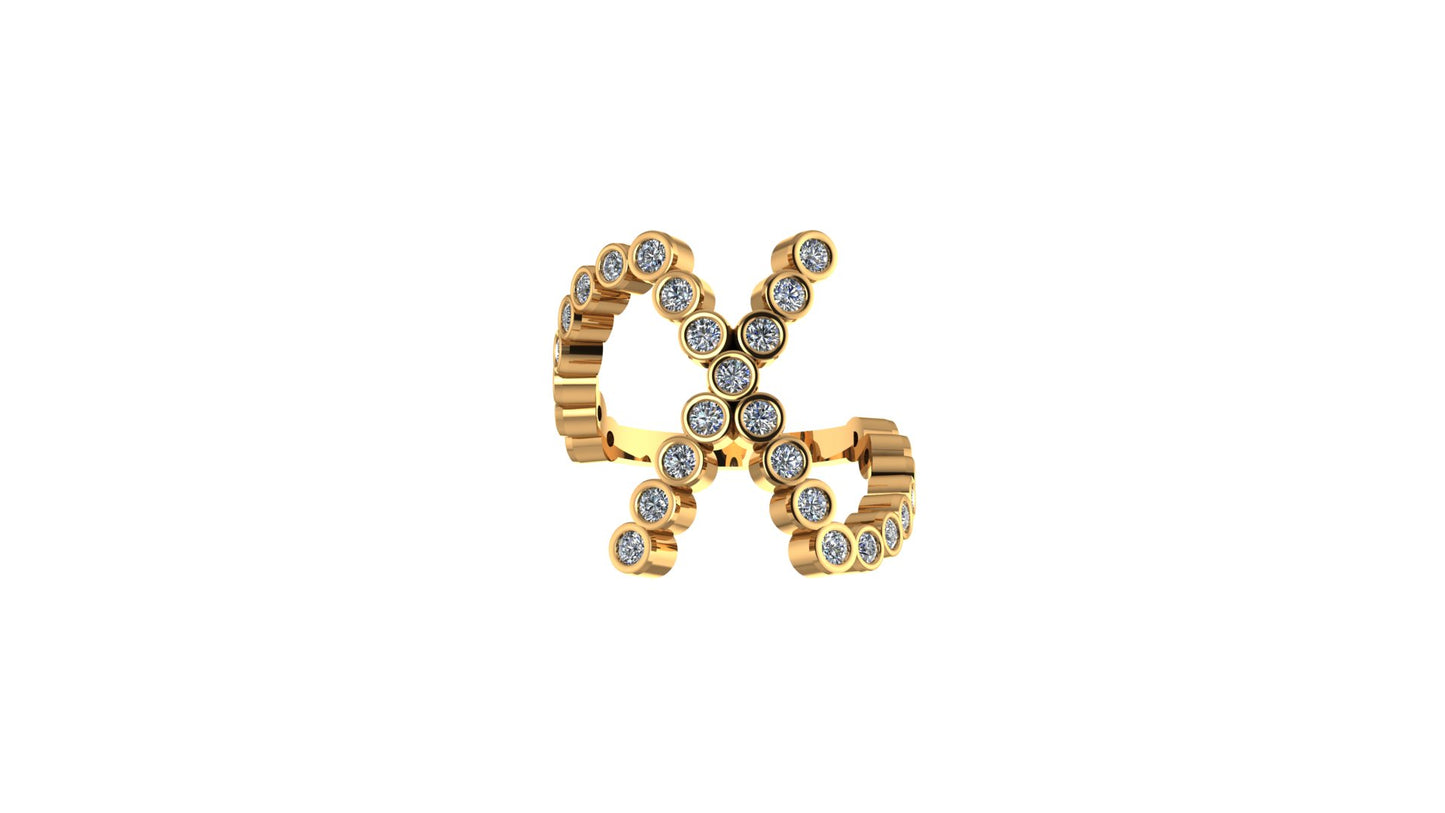 Solid 14k Lab Diamond Letter 'X' Ring