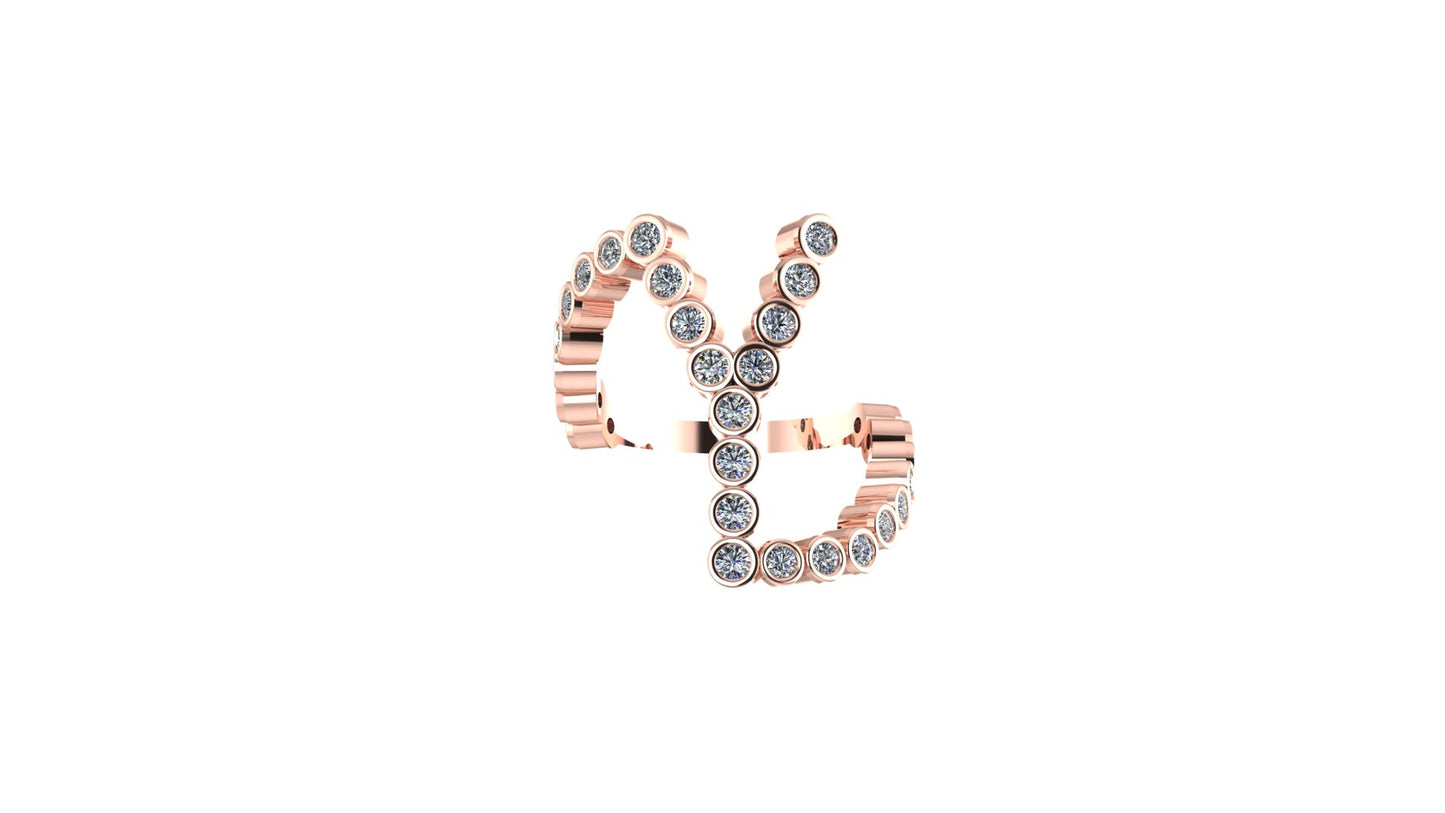 Solid 14k Lab Diamond Letter 'Y' Ring