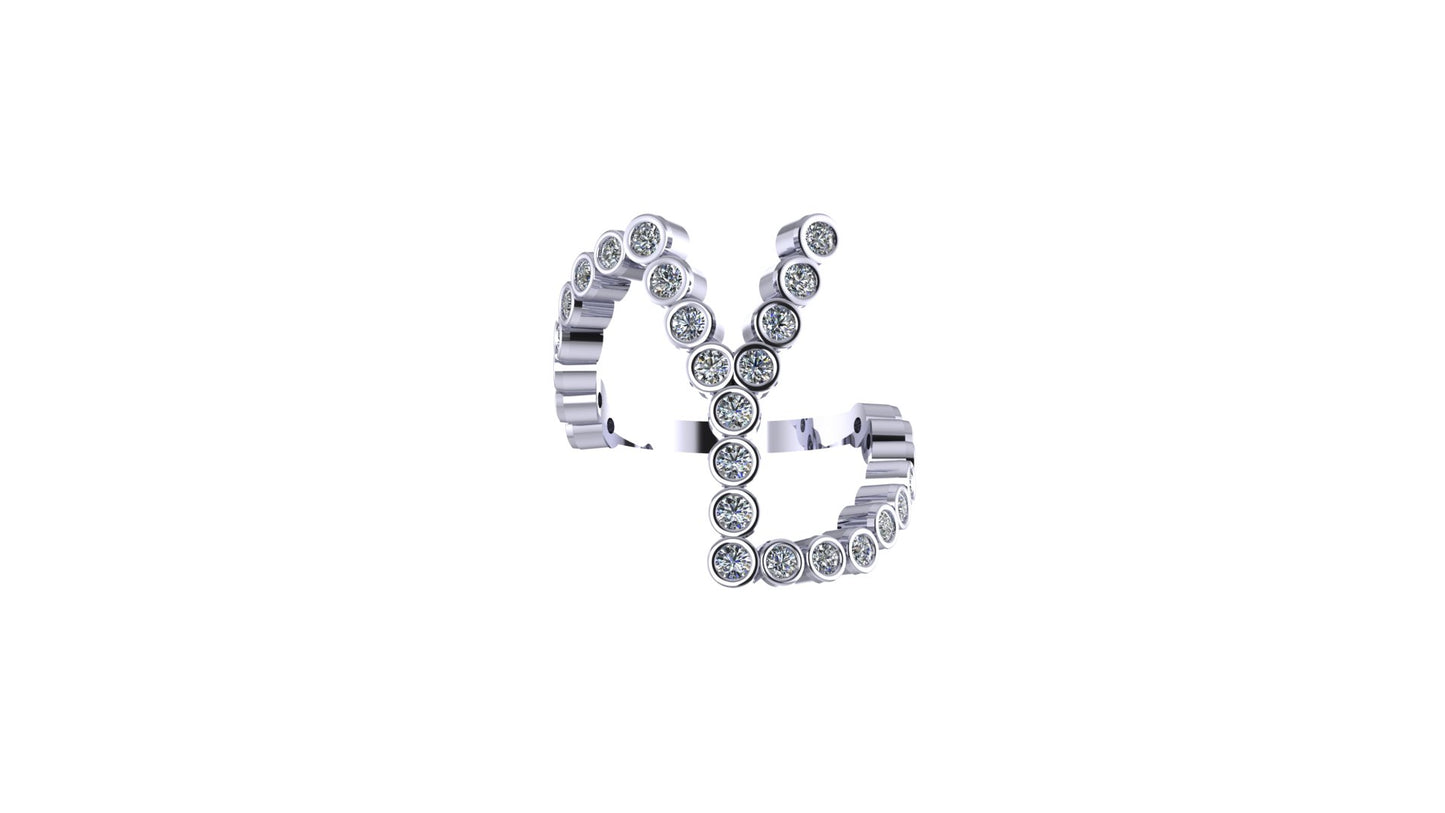 Solid 14k Lab Diamond Letter 'Y' Ring